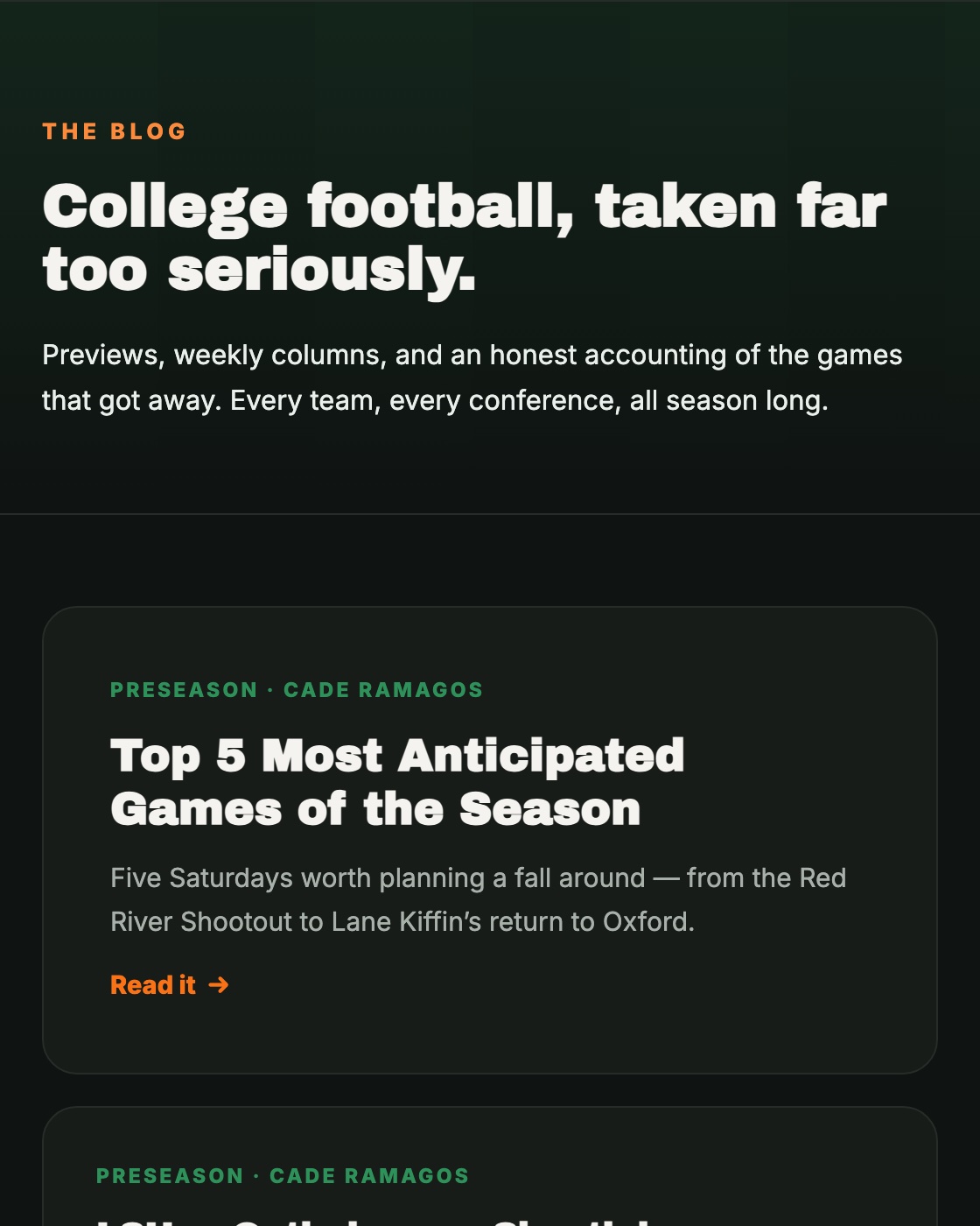 The Blog: college football, taken far too seriously